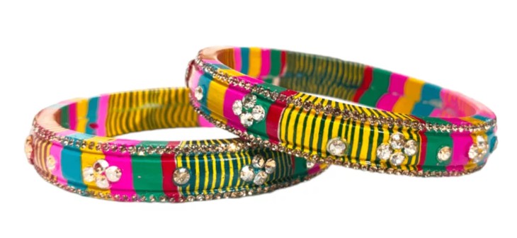 LuxuryGlow Lac Bangles Jaipur Handmade  – Vibrant Colors with Rhinestone Studding |