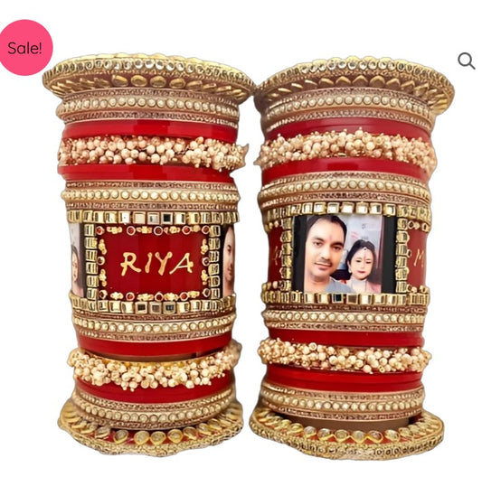 LuxuryGlow Weddings Bangles  Customized Bridal Wedding Bangles with Name & Photo – Personalized Set |
