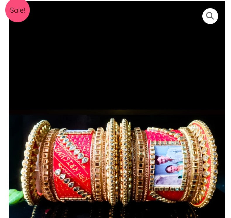 LuxuryGlow Personalized Bridal Wedding Bangles with Name & Photo – Custom Set of 18 |