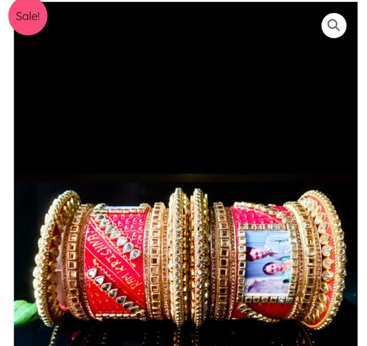 LuxuryGlow Personalized Bridal Wedding Bangles with Name & Photo – Custom Set of 18 |