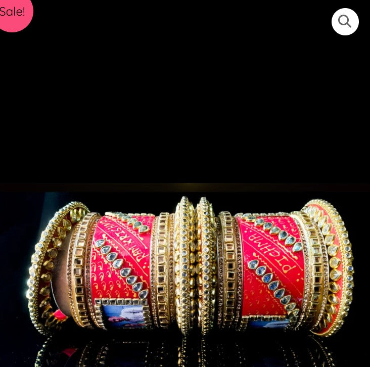 LuxuryGlow Personalized Bridal Wedding Bangles with Name & Photo – Custom Set of 18 |