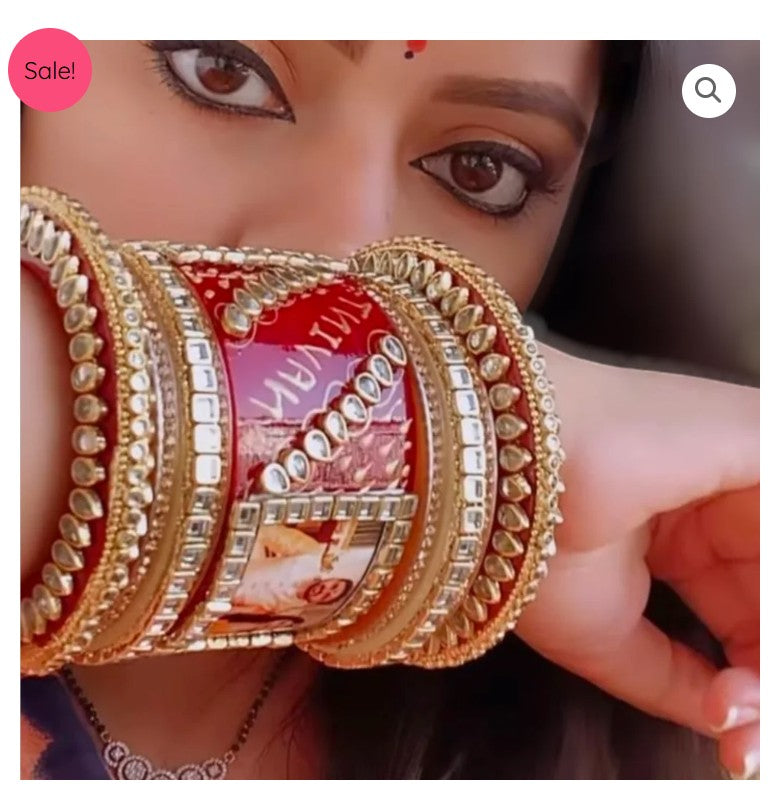 LuxuryGlow Personalized Bridal Wedding Bangles with Name & Photo – Custom Set of 18 |