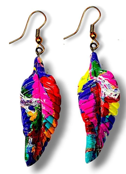 LuxuryGlow Lac Jewelry Luxury Multicolor Handmade Lac Leaf Earrings – Nature-Inspired Indian Craftsmanship by  (1 Pair)