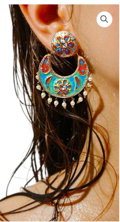 LuxuryGlow Lac Jewelry Noor-e-Meena Jhumka – Handcrafted Lac Earrings with Meenakari Art & Gold-Plated Finish | Royal Indian Jewelry by