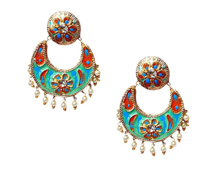 LuxuryGlow Lac Jewelry Noor-e-Meena Jhumka – Handcrafted Lac Earrings with Meenakari Art & Gold-Plated Finish | Royal Indian Jewelry by