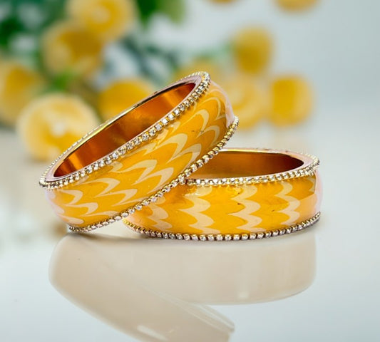 LuxuryGlow Metal Bangles Artful Luxury Marble Wave Gold Brass Lac Bangles – Handcrafted Metal Elegance by