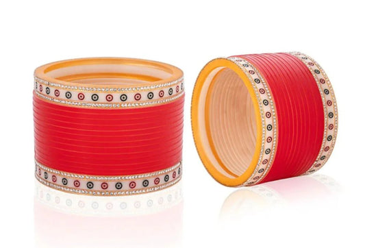 LuxuryGlow Wedding Bangles  Red Wedding Choora by  – Traditional Bridal Bangles Set for Indian Weddings