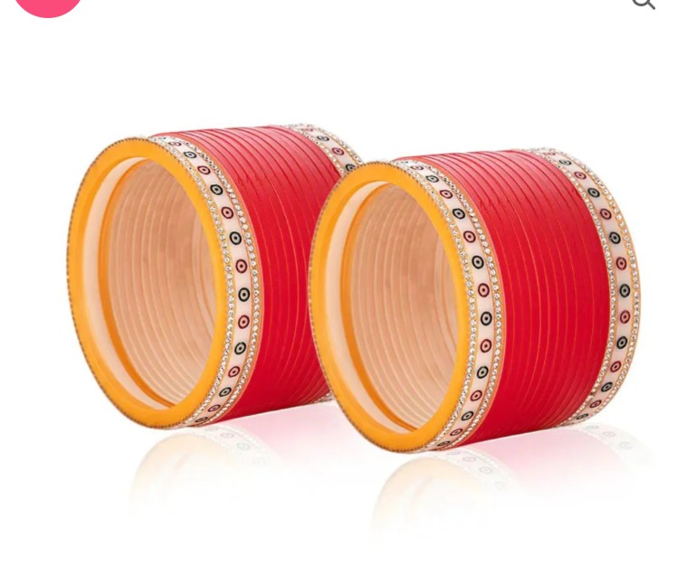 LuxuryGlow Wedding Bangles  Red Wedding Choora by  – Traditional Bridal Bangles Set for Indian Weddings