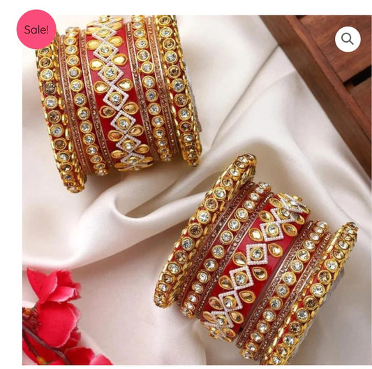 LuxuryGlow WeddingBangles Exquisite Traditional Rajasthani Bridal Chuda & Rajwadi Bangle Set (Set of 18) – Royal Wedding Jewelry by