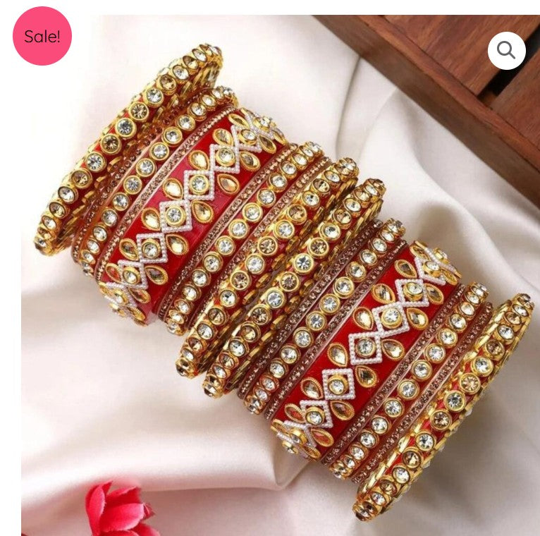 LuxuryGlow WeddingBangles Exquisite Traditional Rajasthani Bridal Chuda & Rajwadi Bangle Set (Set of 18) – Royal Wedding Jewelry by