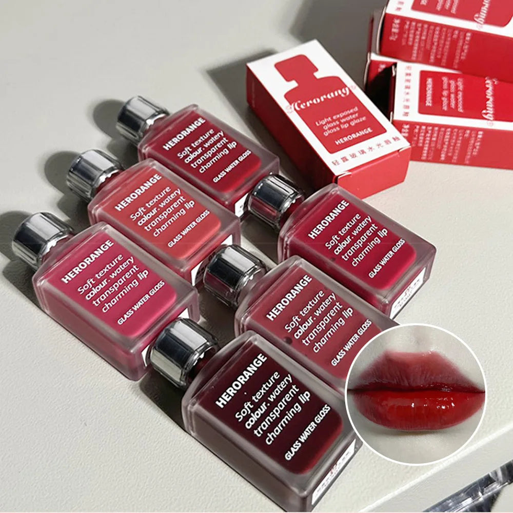 Brillo labial HERORANGE Glass Water | Hidratante, voluminizador y de larga duración