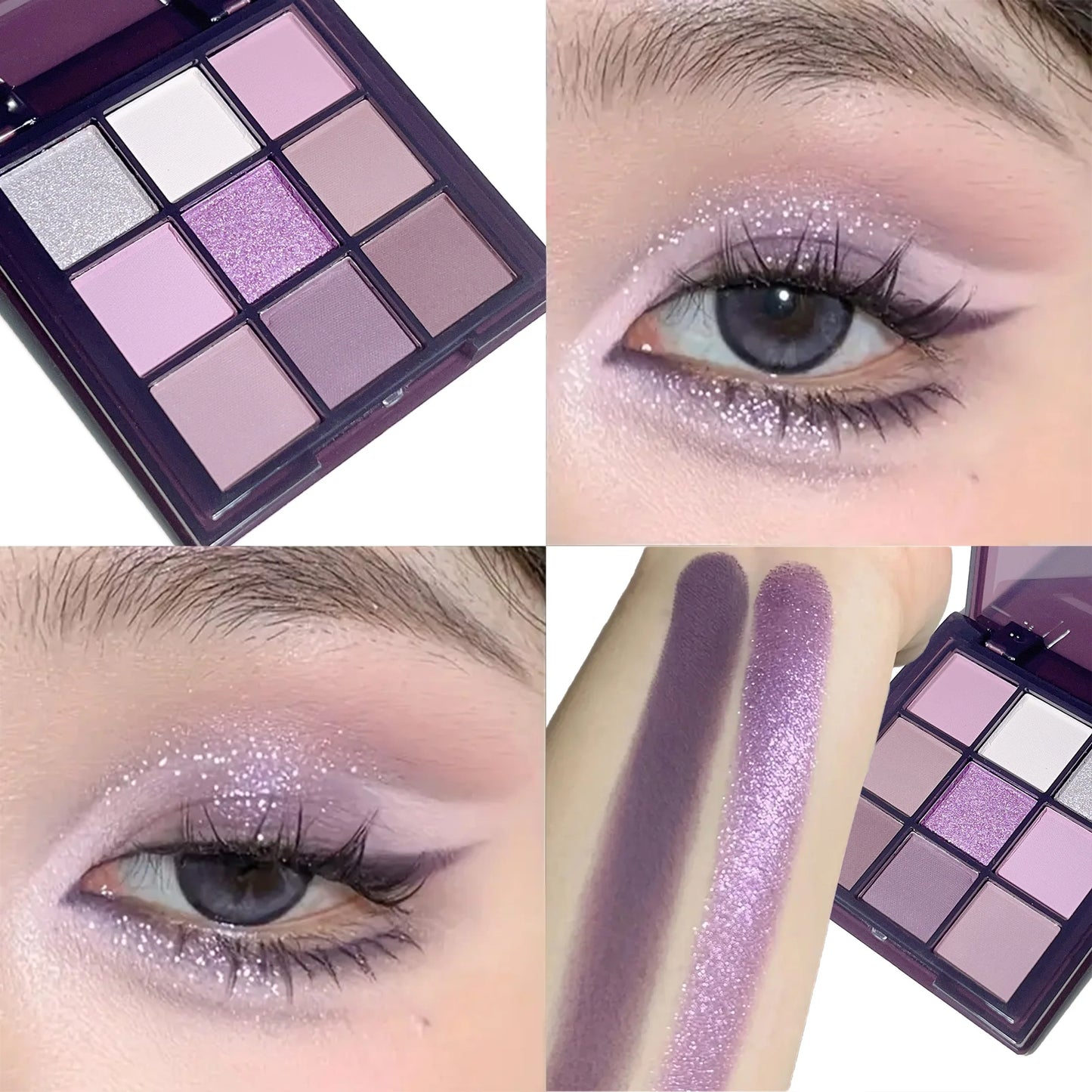 LuxuryGlow Purple Eyeshadow Palette – 9 Long-Lasting Natural & Shimmery Shades