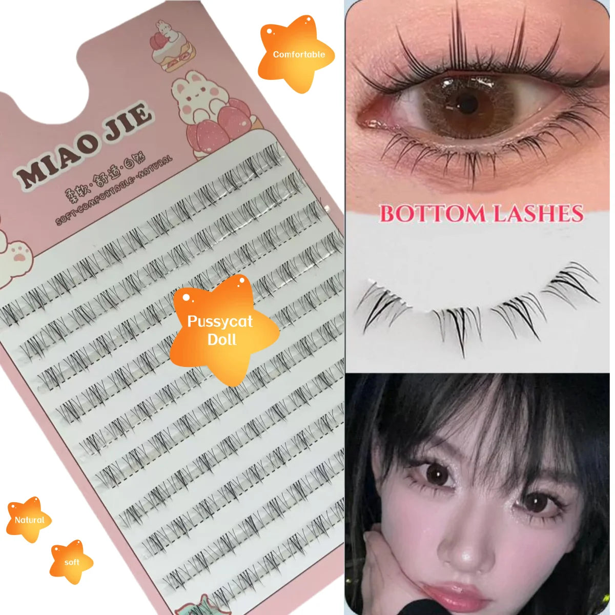 رموش سفلية طبيعية من JPNPL MIAOJIE - 10 صفوف من شرائح المانجا الهوائية أسفل الرموش 5-7 مم