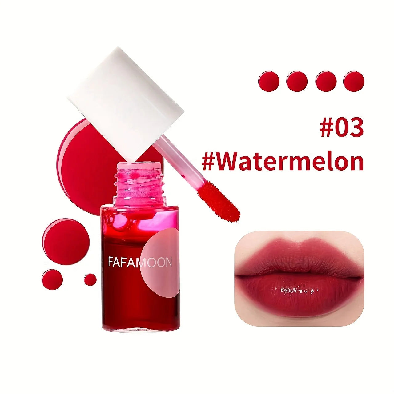 Brillo labial hidratante a prueba de agua con tinte afrutado Fafamoon: 4 colores, resistente al agua