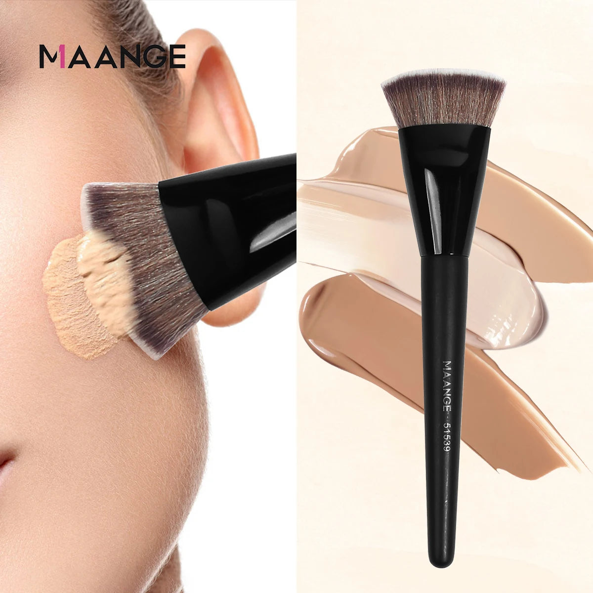 فرشاة كريم أساس MAANGE ذات الرأس المسطح - أداة لطيفة على البشرة لأحمر الخدود والكونسيلر والبودرة