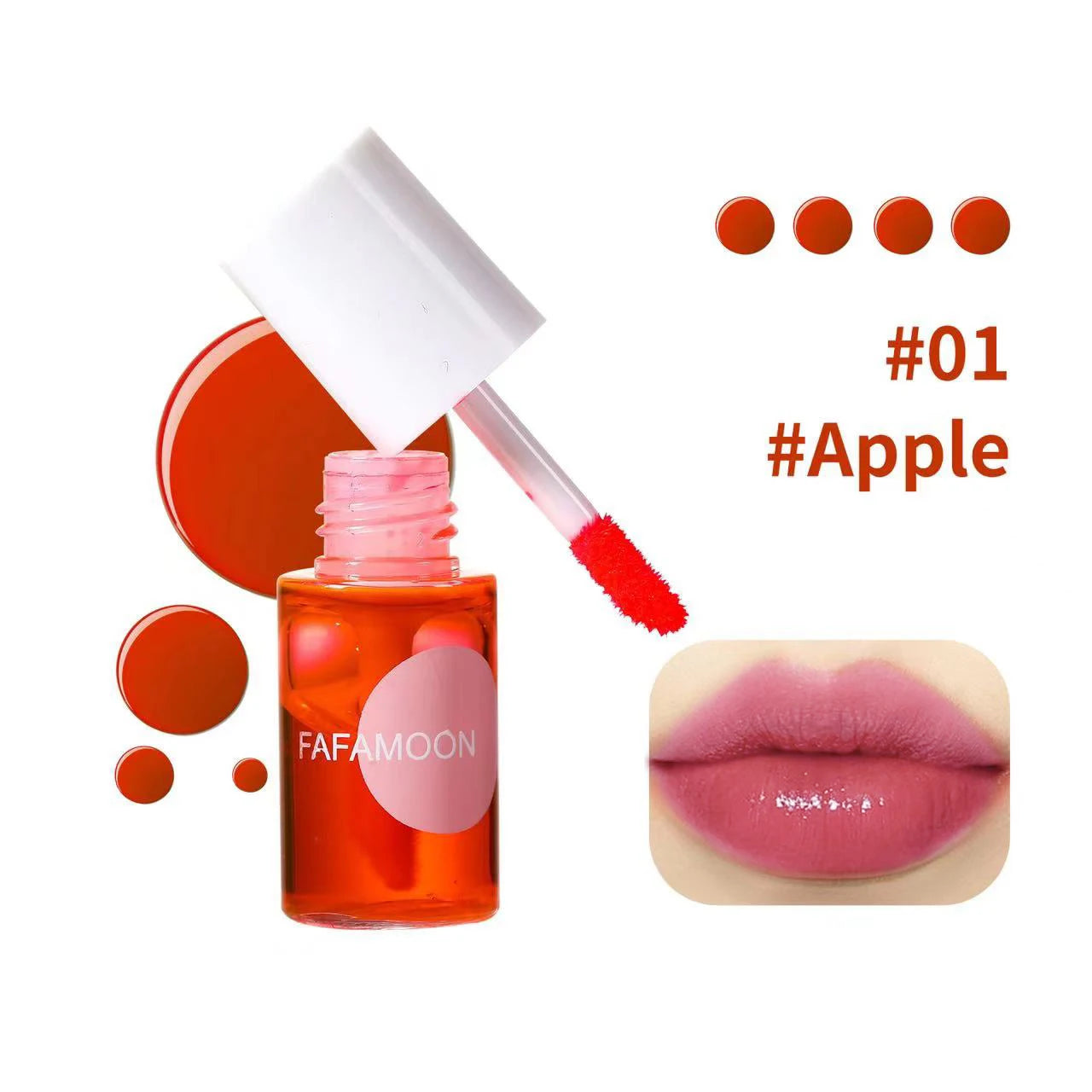Brillo labial hidratante a prueba de agua con tinte afrutado Fafamoon: 4 colores, resistente al agua