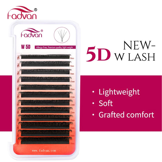 FADVAN 5D W-Shaped Premade Volume Lash Extensions – 0.07mm D Curl Soft Faux Mink