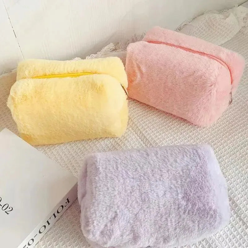LuxuryGlow Soft Plush Makeup Bag – Stylish, Spacious & Travel-Friendly Cosmetic Organizer