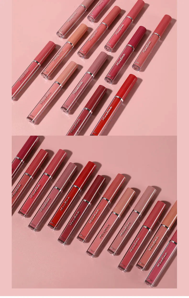 Set de brillo labial mate MAXFINE: 6 labiales resistentes al agua y de larga duración en caja de regalo