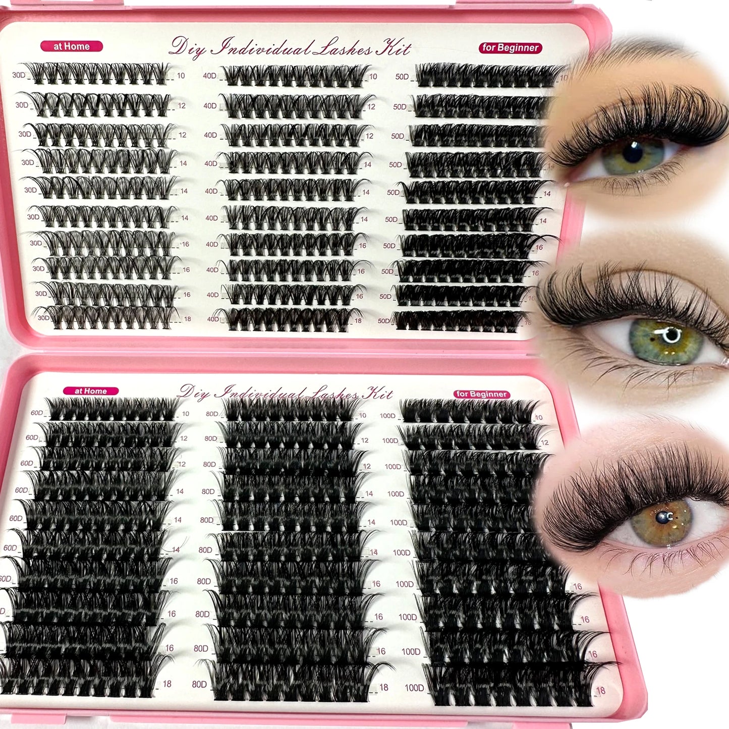LYBCG 570/640pcs DIY Cluster Eyelash Extensions – Thick, Fluffy & Winged Look