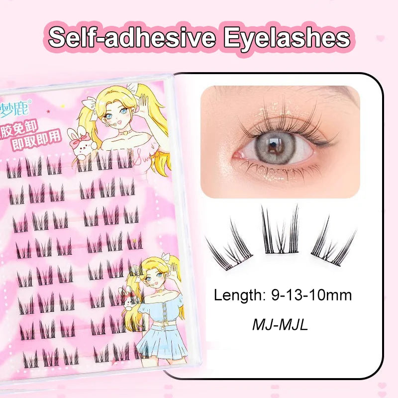 LuxuryGlow Self-Adhesive Eyelash Clusters – No-Glue, Reusable, Natural Look Lashes