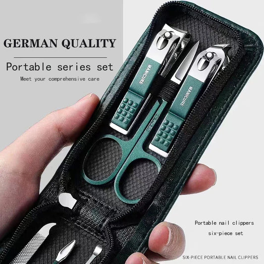 LuxuryGlow 6-Piece Premium Nail Clippers Set – Stainless Steel Manicure & Grooming Kit for Men and Women