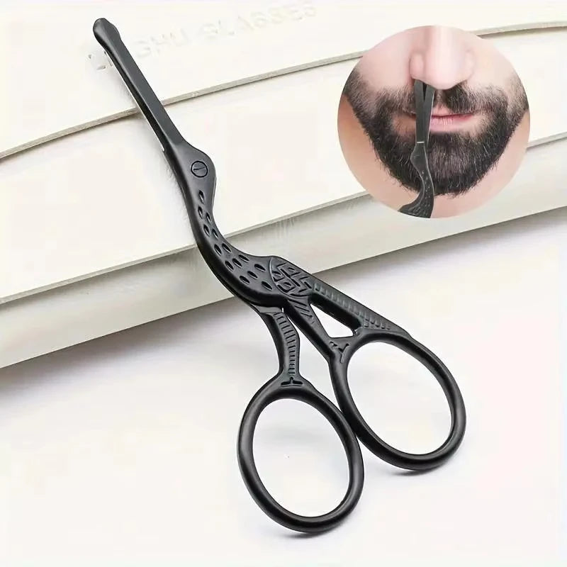 LuxuryGlow Stainless Steel Facial Hair Scissors – Rounded Tip for Nose, Beard & Eyebrow
