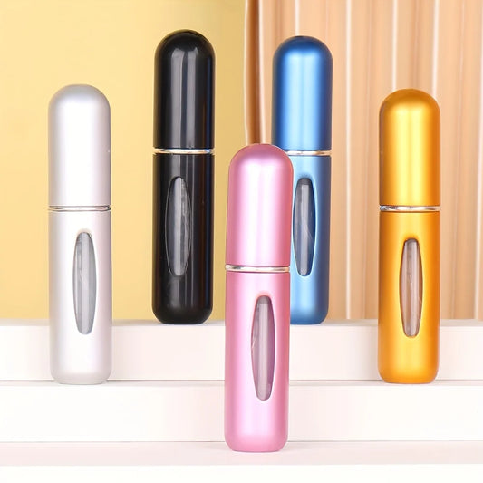 LuxuryGlow 5-Pack Portable Perfume Spray Bottles – Refillable Travel Atomizers for Daily Use