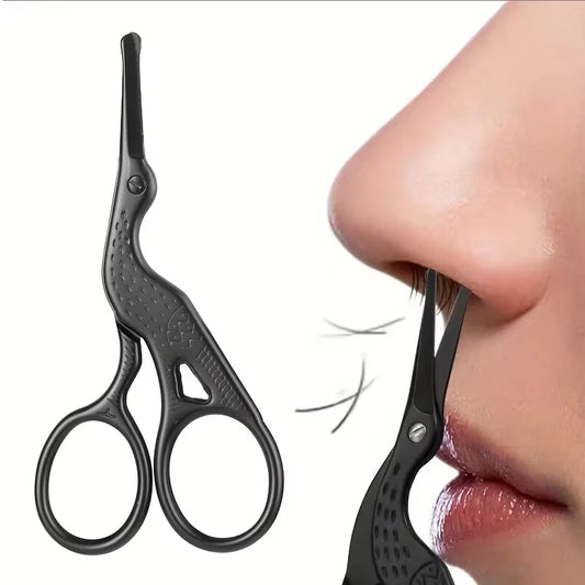 Tijeras de acero inoxidable LuxuryGlow para vello facial: punta redondeada para nariz, barba y cejas
