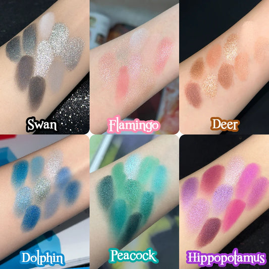 Paleta de sombras de ojos VERONNI de 9 colores: rojo y morado: mate, con brillo y brillante | Resistente al agua y de larga duración
