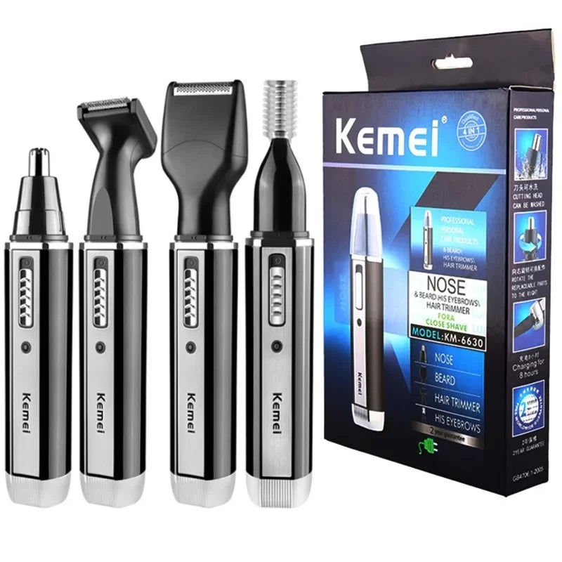 Kemei 4-in-1 Rechargeable Grooming Kit | Nose, Beard, Hair & Eyebrow Trimmer for Men & Women