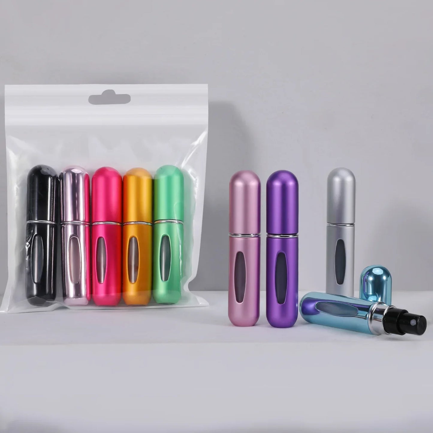 LuxuryGlow Portable Bottom Fill Perfume Spray Bottle 5ml/8ml | Refillable Travel Atomizer
