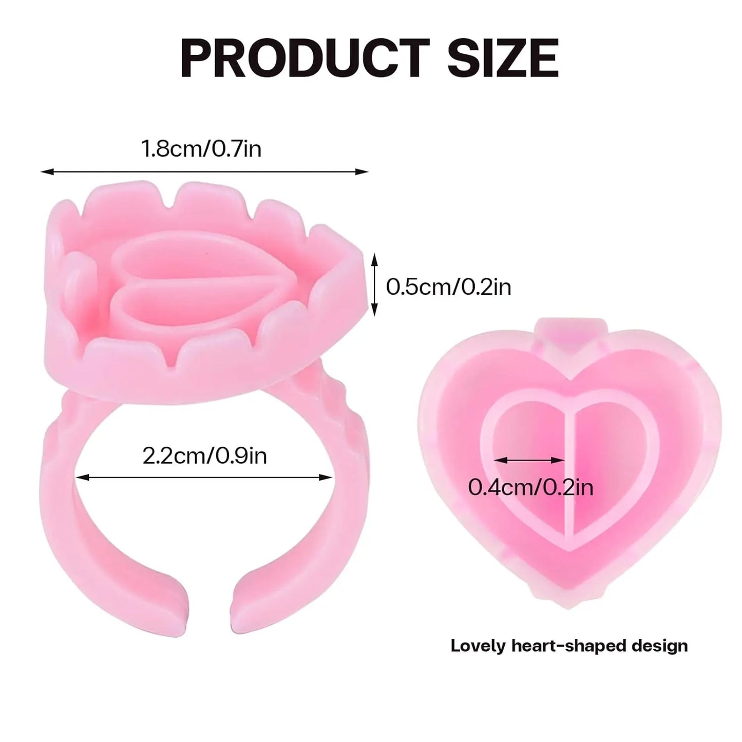 FOEONCO 100PCS Disposable Heart-Shaped Glue Rings – Eyelash & Tattoo Pigment Cups