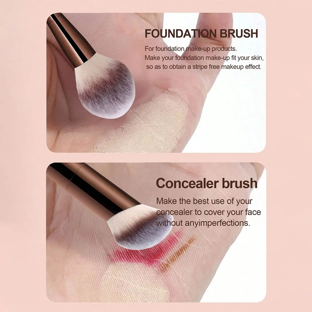 مجموعة فرش مكياج احترافية من لوكس بلند، ٧ قطع | فرش ثنائية الأطراف وفرشاة كريم أساس