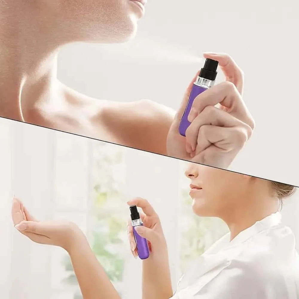 Atomizador de perfume portátil LuxuryGlow de 5 ml/8 ml: botella de viaje recargable con pulverizador para fragancias y alcohol