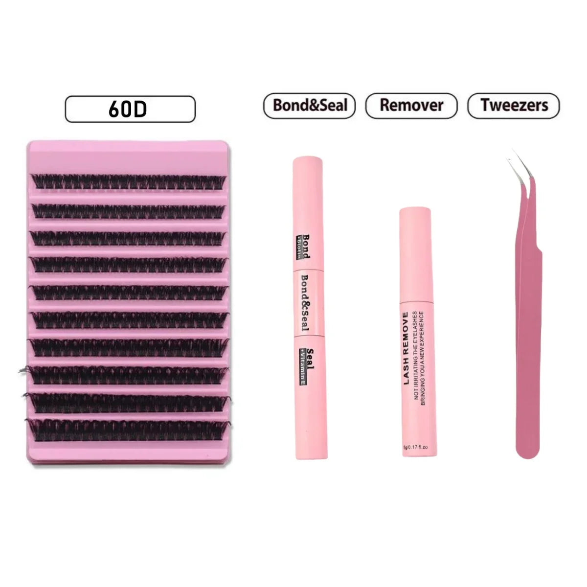 مجموعة تمديد الرموش JPNPL MJ DIY - 200 قطعة من الرموش العنقودية مع غراء الترابط والختم