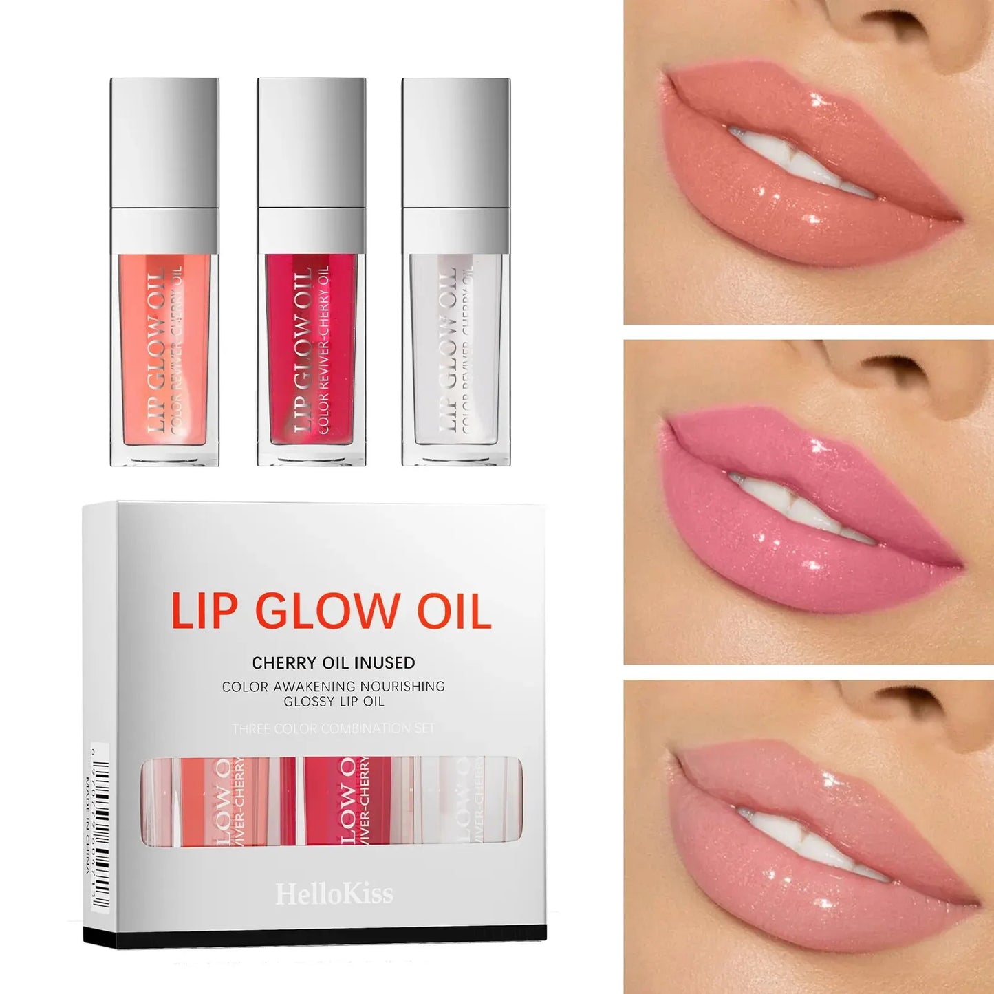 Hello Kiss Crystal Jelly Lip Oil Set – Tinted, Hydrating & Plumping Lip Gloss Combo