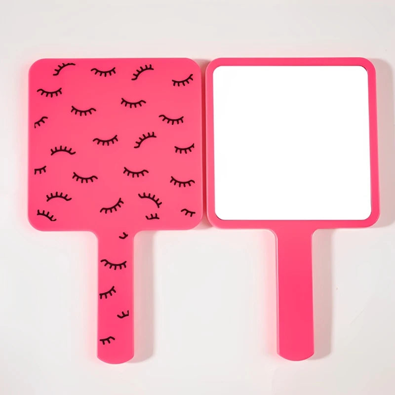 مرآة مكياج مربعة محمولة باليد من HMQ Beauty لتمديد الرموش - مرآة زينة عالية الدقة بمقبض