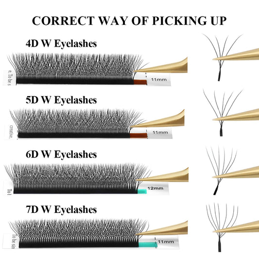 NAGARAKU W Shape 3D–8D Premade Fans Eyelash Extensions – Soft, Natural & Lightweight Volume Lashes C180