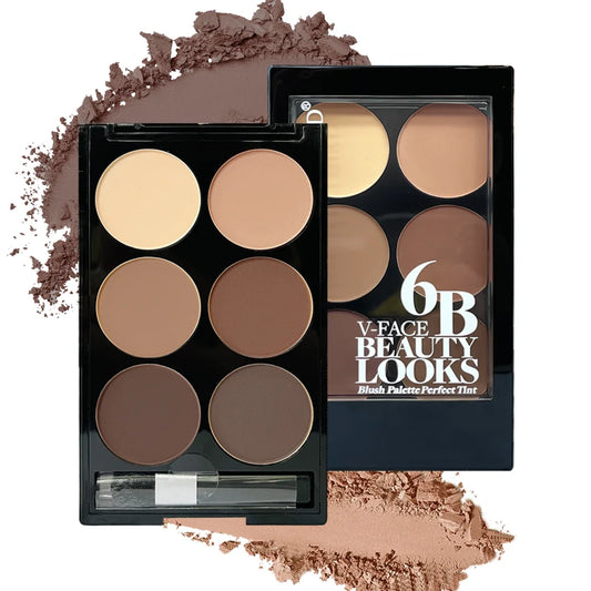 LuxuryGlow 6-Color Contour & Highlight Palette with Brush – Long-Lasting Face Sculpting Kit