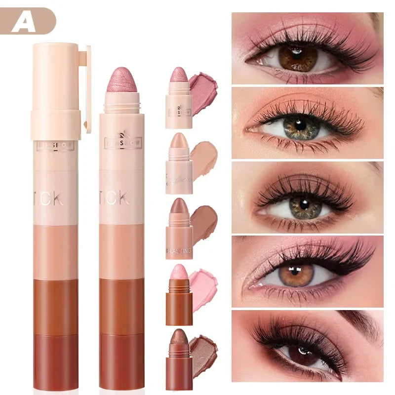 Sombra de ojos en barra LuxuryGlow de 5 colores: mate y perlado, resistente al agua y a las manchas.