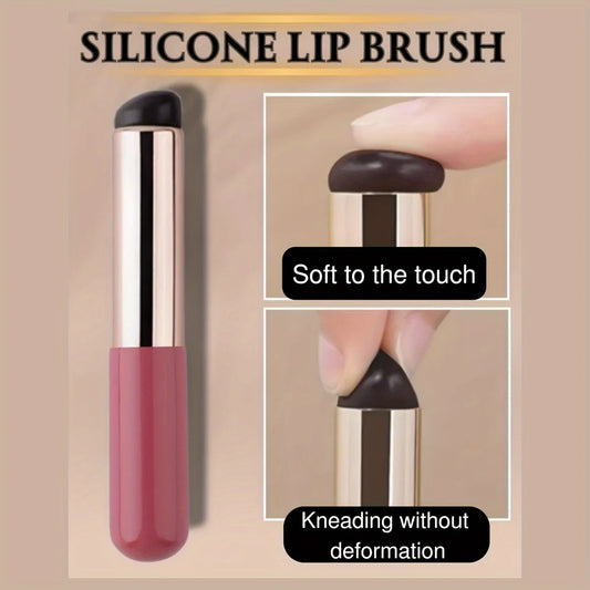 Pincel labial portátil de silicona LuxuryGlow con funda: miniaplicador para bálsamo y lápiz labial | Herramienta higiénica y fácil de transportar