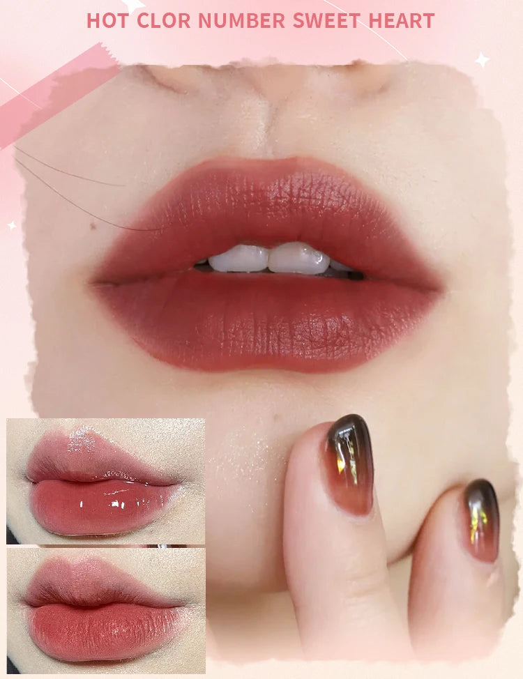 MAXFINE Brillo de labios de doble punta, resistente al agua, hidratante, duradero, mate, terciopelo, espejo, brillo de labios, cosméticos