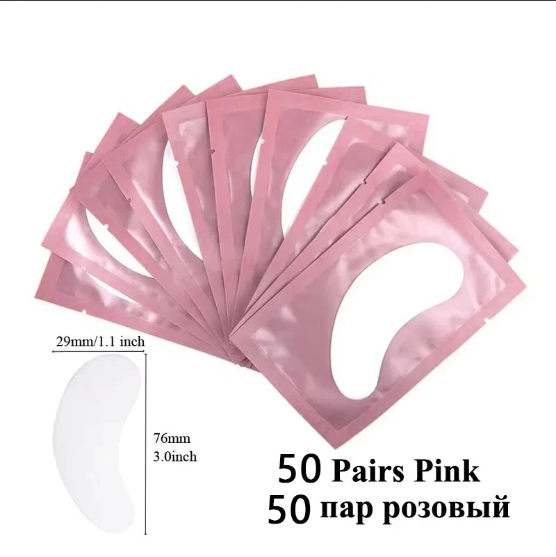 PANLWJ 50 زوجًا من وسادات الجل الخالية من الوبر تحت العين لتمديد الرموش