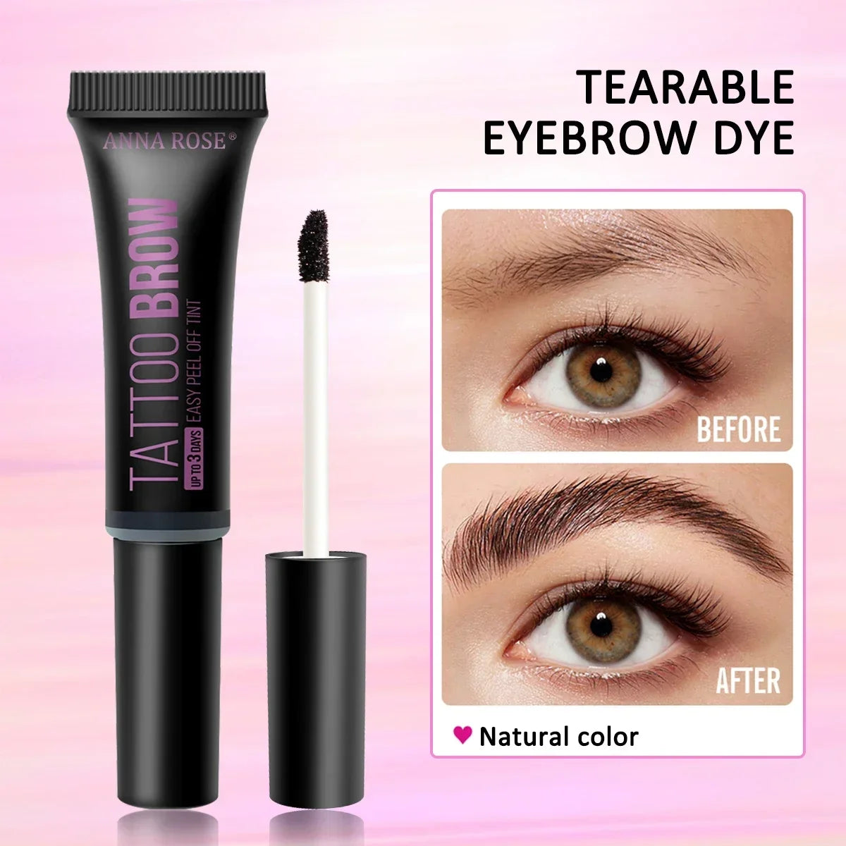 Gel de cejas LuxuryGlow resistente al agua, despegable y con plantillas: a prueba de manchas, duración de 3 días
