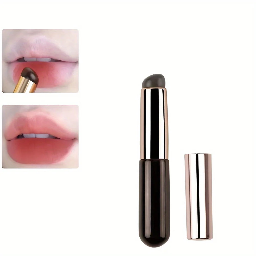 Pincel labial portátil de silicona LuxuryGlow con funda: miniaplicador para bálsamo y lápiz labial | Herramienta higiénica y fácil de transportar