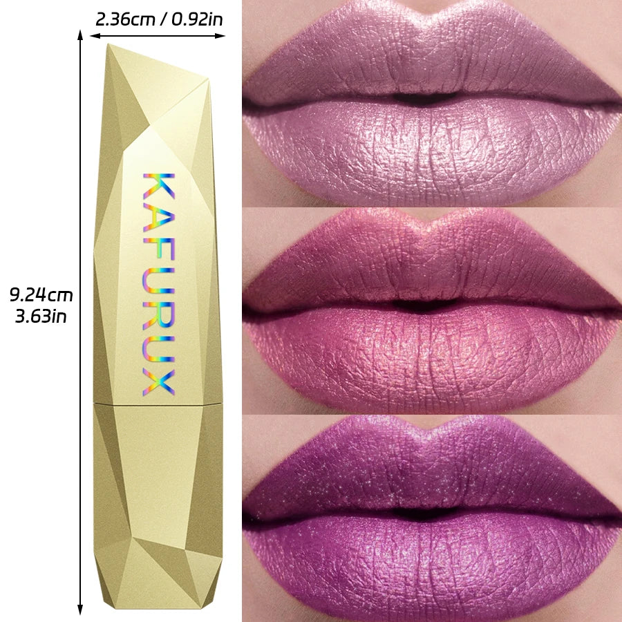 Labial metálico KAFURUX: 21 tonos brillantes y brillo duradero