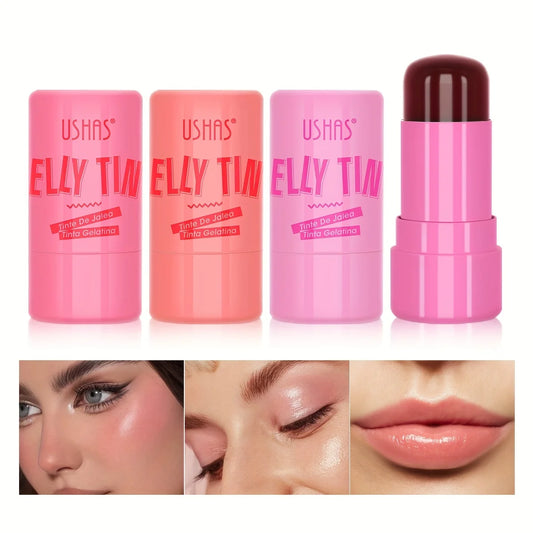 USHAS 4-in-1 Jelly Blush Stick – Lip Balm, Eyeshadow & Lip Gloss (Multi-Use Matte Finish)