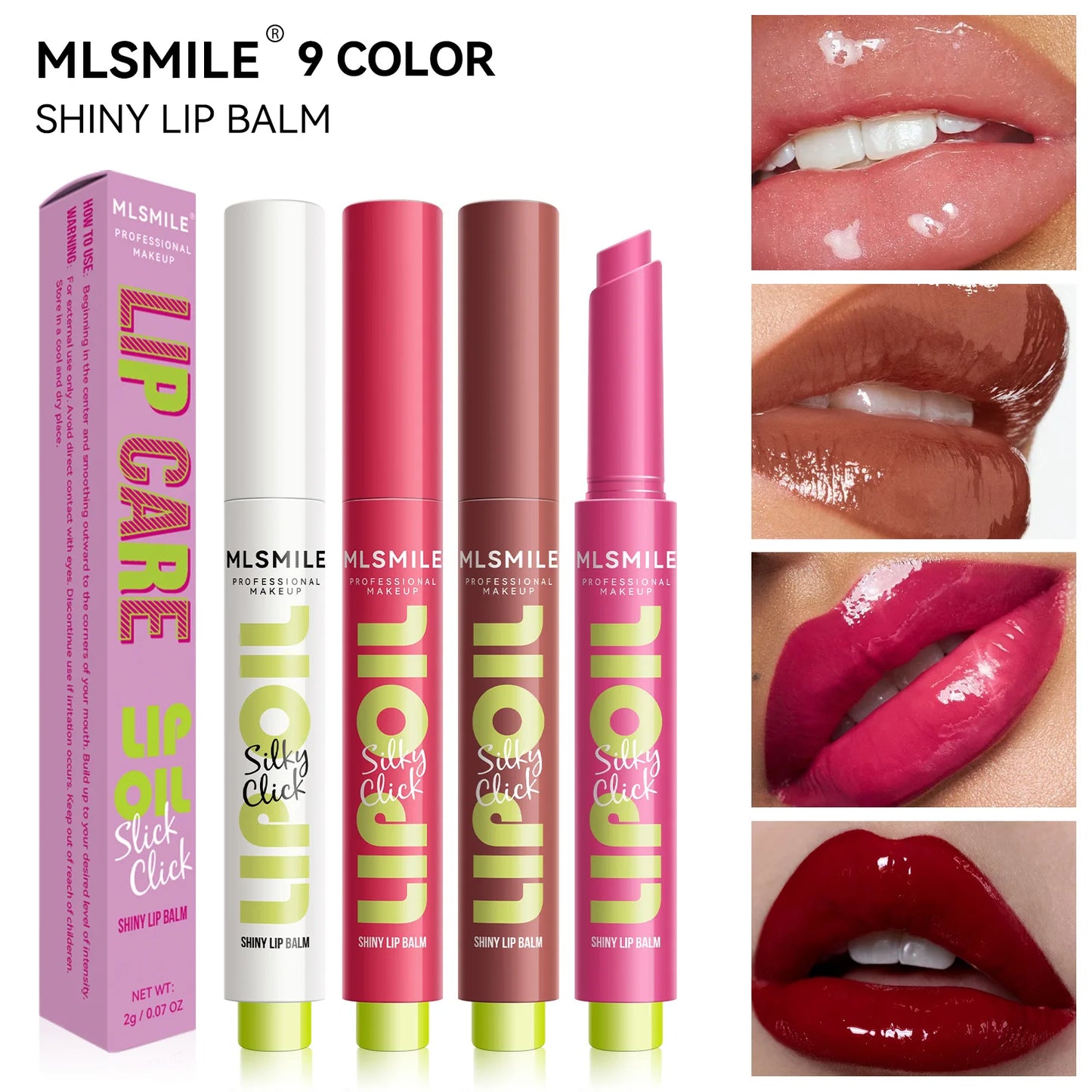 Brillo de labios MLSMILE Click: cuidado labial hidratante y duradero con brillo de espejo