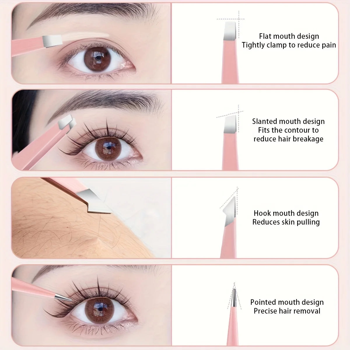 مجموعة ملاقط دقيقة من LuxuryGlow، مكونة من 4 قطع - مجموعة أدوات احترافية لإزالة شعر الحواجب والوجه